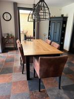 6 eetkamerstoelen, Ophalen, Gebruikt, Bruin, Stof