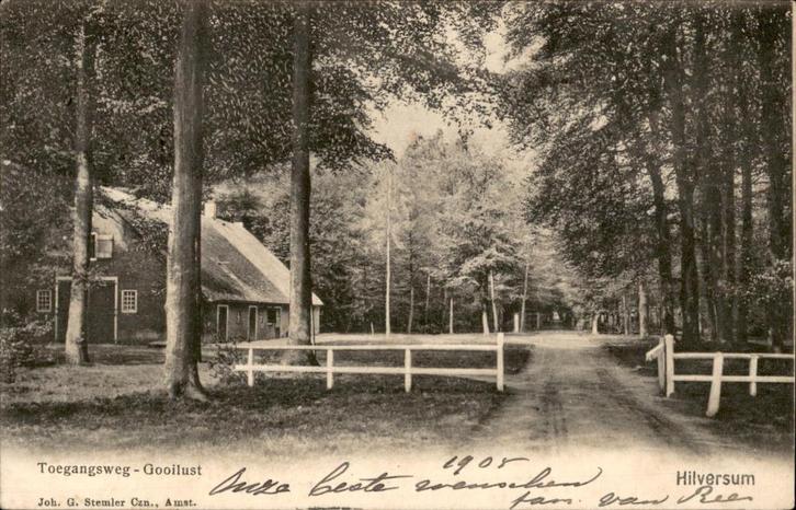 Hilversum Toegangsweg Gooilust uitg G. Stemmler st 1905, Verzamelen, Ansichtkaarten | Nederland, Gelopen, Noord-Holland, Voor 1920