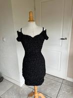Fluwelen off shoulder jurk steppin out 36, Zwart, Ophalen of Verzenden, Zo goed als nieuw, Maat 36 (S)