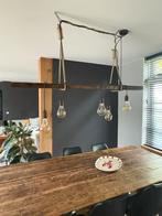 Industriële Hanglamp Hout & Touw, Huis en Inrichting, Lampen | Hanglampen, Ophalen, Gebruikt, Hout, 50 tot 75 cm
