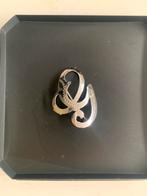 Zilveren letter broche G, Ophalen of Verzenden, Zo goed als nieuw, Zilver