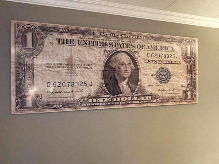 Dollar Biljet Schilderij Taupe Bruin Eric Kuster, Antiek en Kunst, Kunst | Schilderijen | Modern, Ophalen