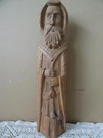 Houten beeld Heilige Antonius van Egypte met pijp 38cm 1950, Ophalen of Verzenden, Zo goed als nieuw, Beeld(je), Christendom | Katholiek