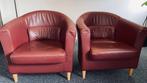 Twee leren kuipstoelen, Ophalen, Gebruikt, Twee, Hout