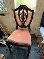 4 roze fluwelen vintage eettafel of salon stoelen, Ophalen