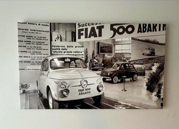 Fiat 500 Abarth canvas schilderij vrachtwagendoek 80x47cm