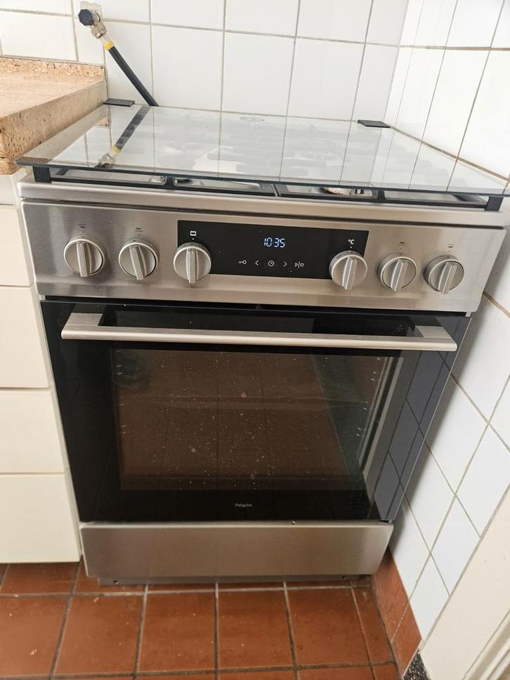 Vrijstaand RVS Pelgrim gasfornuis met oven, Witgoed en Apparatuur, Fornuizen, Zo goed als nieuw, Vrijstaand, Gas, 4 kookzones