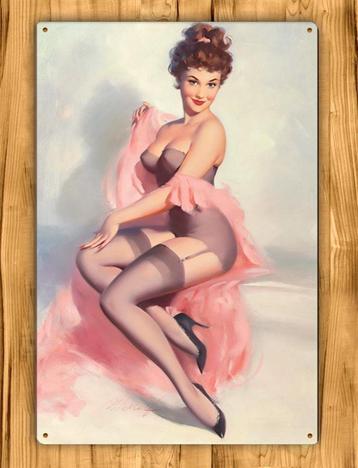 Retro Pin Up Sexy 50s Dame Metalen Wandbord erotiek beschikbaar voor biedingen