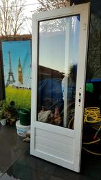 Hardhouten achterdeur of tuindeu 83 X 211 cm, Ophalen of Verzenden, 200 tot 215 cm, Glas, Buitendeur