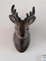 mooie gipsen hertenkop met vaste horens izgst 31x18 cm, Antiek en Kunst, Curiosa en Brocante, Verzenden