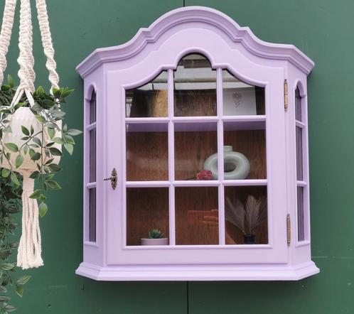 Vitrinekastje Vol Pinksterbloem, Huis en Inrichting, Kasten | Vitrinekasten, Gebruikt, Minder dan 100 cm, 50 tot 100 cm, Minder dan 25 cm