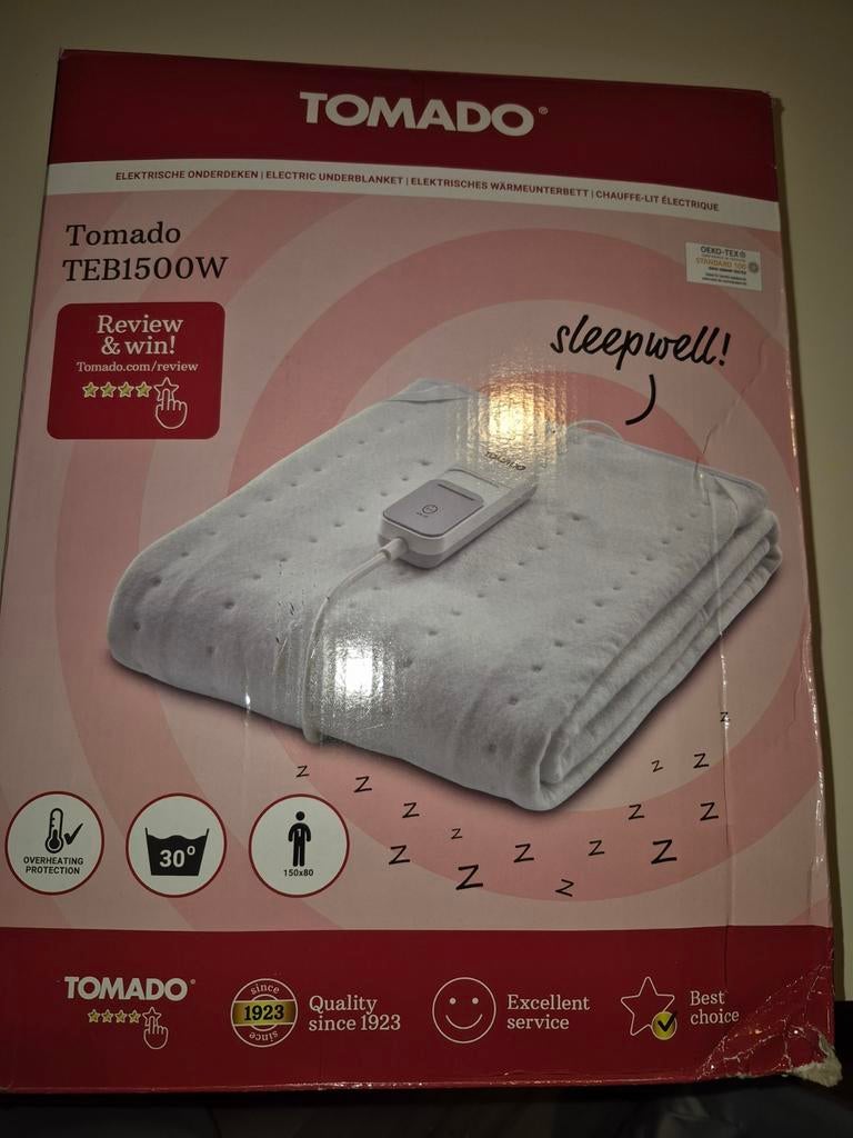 Tomado electrische onderdeken, Ophalen, Gebruikt, Eenpersoons, Wit