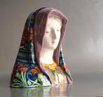 Prachtig antiek majolica madonna beeld van Angelo Minghetti, Antiek en Kunst, Ophalen of Verzenden