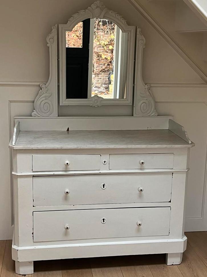 Antieke Commode met Spiegel & Marmer, Antiek en Kunst, Antiek | Meubels | Kasten, Ophalen