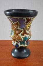 Jaren 30 Gouds Plateel vaasje decor Iris, Ophalen of Verzenden