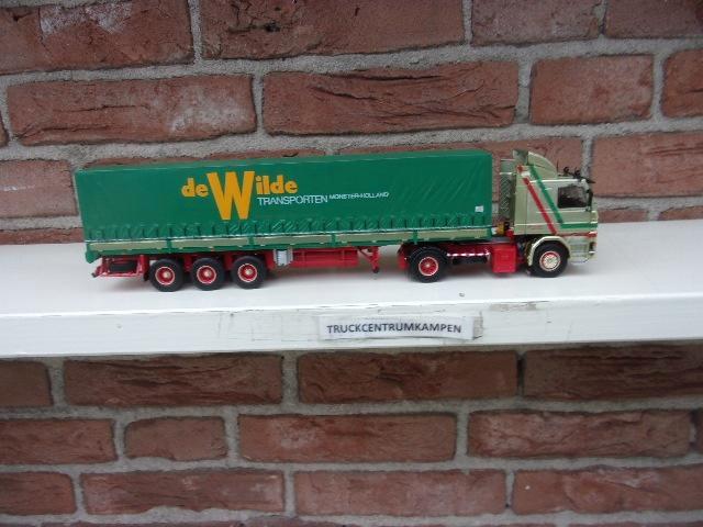 Tekno  Scania  142  met  3  asser  Huifoplegger., Hobby en Vrije tijd, Modelauto's | 1:50, Nieuw, Bus of Vrachtwagen, Tekno, Ophalen of Verzenden