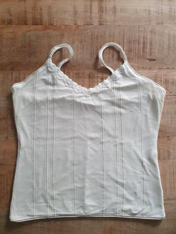 Beige Expresso spaghetti bandjes top met kant maat L-XL.  beschikbaar voor biedingen
