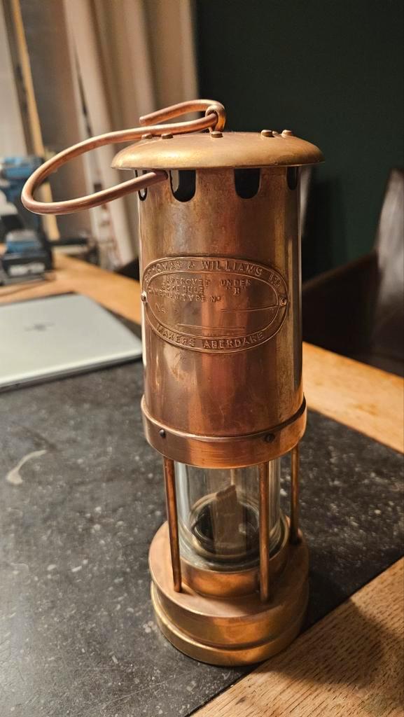 Oude Koperen Mijnlamp Thomas & Williams, Antiek en Kunst, Antiek | Lampen, Ophalen