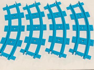 Partij 4x nieuwe Lego middel azure trein rails smal gebogen beschikbaar voor biedingen