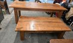 Massief houten eet tafel en salontafel, Ophalen, Gebruikt, 200 cm of meer, 50 tot 100 cm
