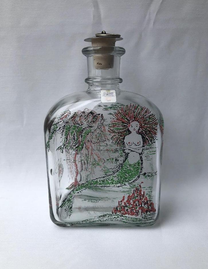 Holmegaard - Fles - Kleine zeemeermin - Denmark 1987, Antiek en Kunst, Antiek | Glas en Kristal, Ophalen of Verzenden
