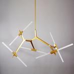 Gouden Industriële Kroonluchter - Goede Staat, Huis en Inrichting, Lampen | Kroonluchters, Ophalen, Zo goed als nieuw