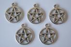 5 pentagram hangers / bedels tibetaans zilver 20 x 18 mm, Nieuw, Ophalen of Verzenden, Bedel