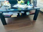 Zwarte salon tafel met glas, Huis en Inrichting, Tafels | Salontafels, Ophalen, 100 tot 150 cm, 50 tot 100 cm, Minder dan 50 cm
