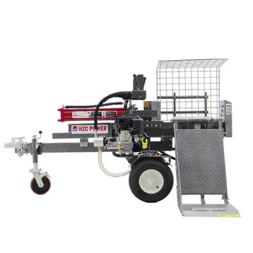30 ton horizontale houtklover met benzinemotor en houtlift ( beschikbaar voor biedingen