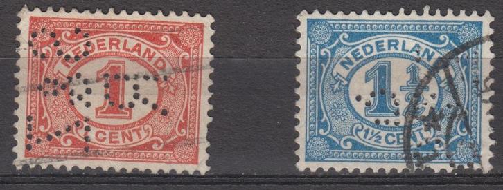 2 zegels met perfin S&ZR., Postzegels en Munten, Postzegels | Nederland, Gestempeld, T/m 1940, Verzenden