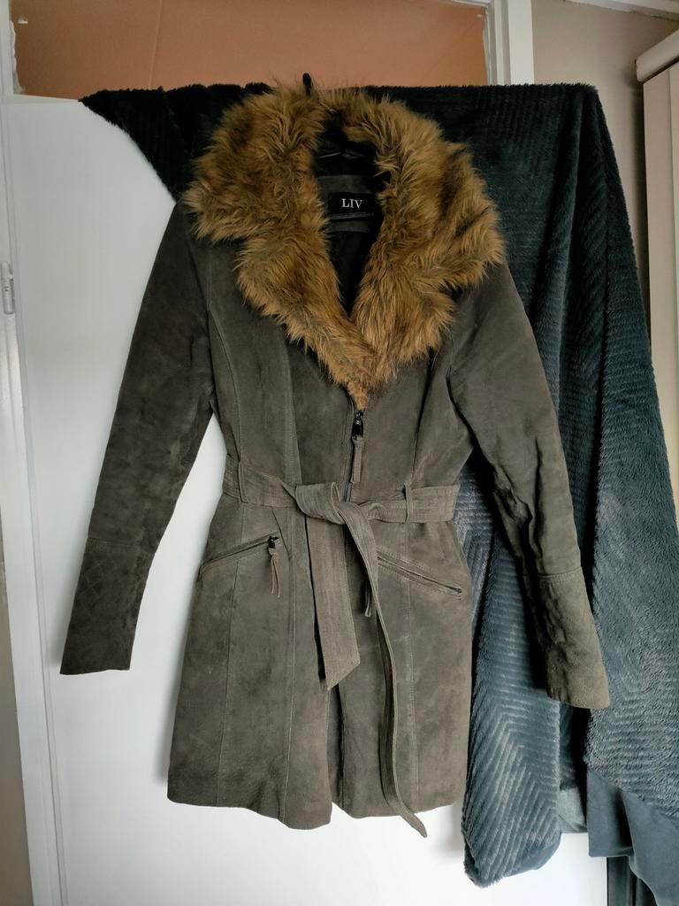 Echt leren jas maat 44 met bontkraag, Overige kleuren, Verzenden, Maat 42/44 (L), Zo goed als nieuw