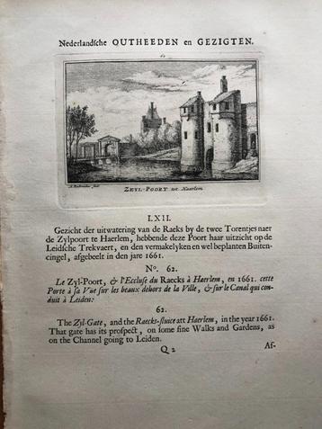 062 / Haarlem de Zeylpoort Kopergravure 1731 beschikbaar voor biedingen