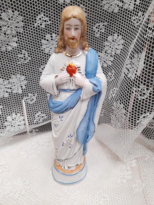 Antiek porseleinen jezus beeldje, Antiek en Kunst, Antiek | Religie, Ophalen of Verzenden