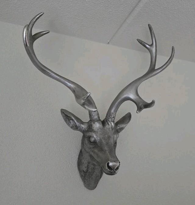 Zilveren Hertenkop Wanddecoratie, Huis en Inrichting, Woonaccessoires | Wanddecoraties, Zo goed als nieuw, Ophalen