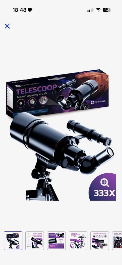 Telescoop - zo goed als nieuw, Audio, Tv en Foto, Optische apparatuur | Telescopen, Nieuw, Lenzentelescoop (refractor), Minder dan 80 mm