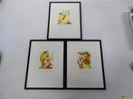 A5344 Drie handbewerkte kleurenetsen op papier van José Fern, Antiek en Kunst, Kunst | Etsen en Gravures, Ophalen of Verzenden