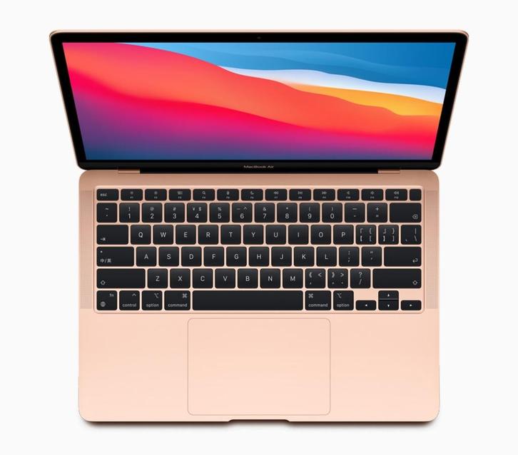 MacBook Air M1 in hele nette staat goud roze kleur met doos, Computers en Software, Apple Macbooks, Zo goed als nieuw, MacBook Air