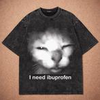 Grappig Katten T-shirt - Festivals & Meer!, Ophalen of Verzenden, Nieuw, Maat 48/50 (M), Zwart