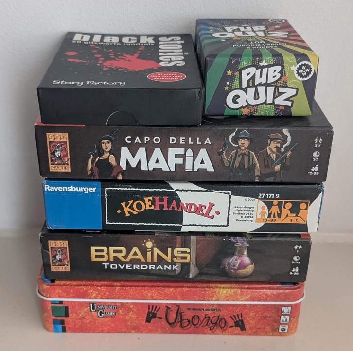 Verzameling Spellen - 6 stuks, Hobby en Vrije tijd, Gezelschapsspellen | Bordspellen, Zo goed als nieuw, Een of twee spelers, Drie of vier spelers