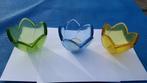 3x gekleurd glas waxinelichthouder theelichthouder tulp bloe, Overige materialen, Groen, Ophalen of Verzenden, Zo goed als nieuw