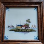 Oud tegeltje Tichelaar Makkum in lijstje, Ophalen of Verzenden