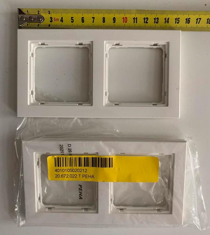 Peha Nova 2x afdekraam D 20.672.022 T Alpinewit wit, Doe-het-zelf en Verbouw, Elektra en Kabels, Nieuw, Stopcontact, Ophalen of Verzenden