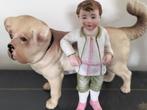 Biscuit beeldje jongetje met hond, Ophalen of Verzenden, Dier