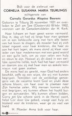 Teurlings Cornelia 1921 Tilburg 1962 Zell am See, Ophalen of Verzenden, Bidprentje