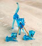 Vintage glazen poes met kittens, Ophalen of Verzenden, Zo goed als nieuw, Dier