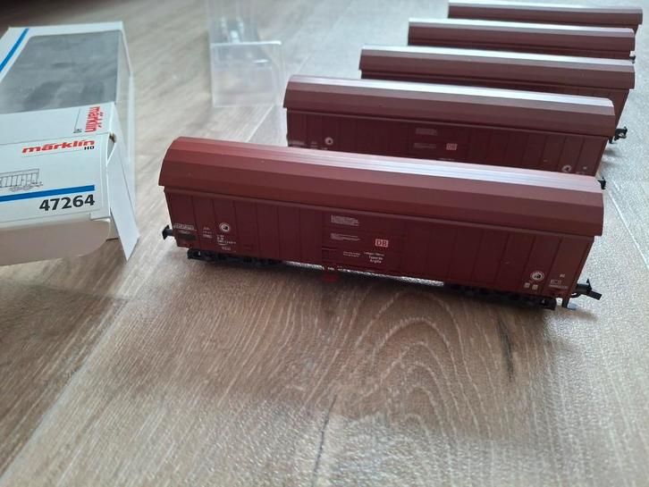 Marklïn HO 47264 4-assige gesloten schuifwandwagons DB, Hobby en Vrije tijd, Modeltreinen | H0, Zo goed als nieuw, Wagon, Wisselstroom