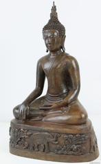 Groot beeld Boeddha op olifantbasis - Brons - thailand, Antiek en Kunst, Ophalen of Verzenden, Brons