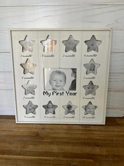 Mijn eerste jaar fotolijst, wit hout, Kinderen en Baby's, Kraamcadeaus en Geboorteborden, Gebruikt, Kraamcadeau, Ophalen of Verzenden