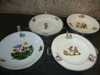 4 vintage warmhoud-bordjes voor peuter, Ophalen of Verzenden, Gebruikt