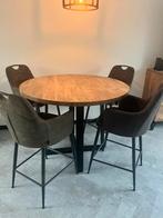 Bartafel / hoge tafel met stoelen, Huis en Inrichting, Tafels | Eettafels, Ophalen, Rond, Zo goed als nieuw, Metaal